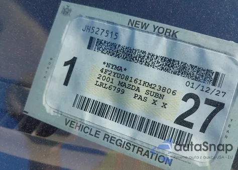 2001 Mazda Tribute Es V6/Lx V6 from USA, damaged, VIN 4F2YU08161KM23806